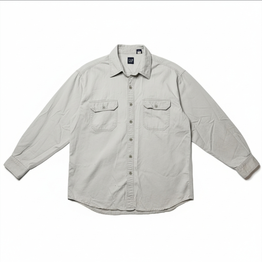 Gap Cream Heavyweight XL Cotton Long Sleeve Men’s Casual Button Down Shirt